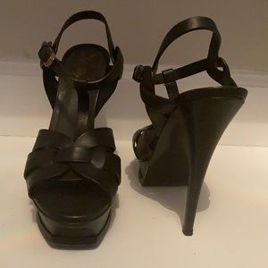 Saint Laurent Tribute Leather Platform Sandals